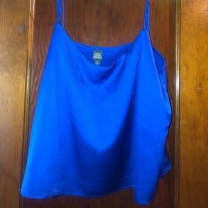 blue silky top